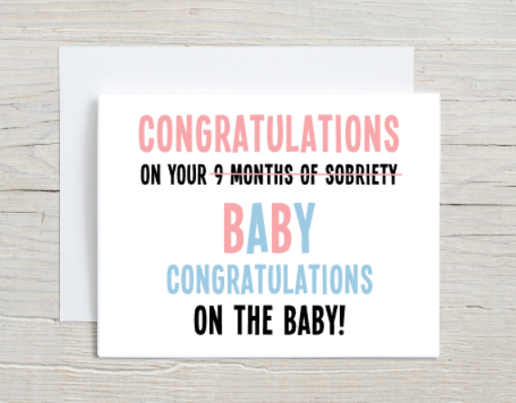 Congratulations Baby Sobriety Correction Card