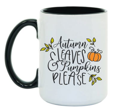 Autumn Leaves and Pumpkins Please 15 oz Mug
