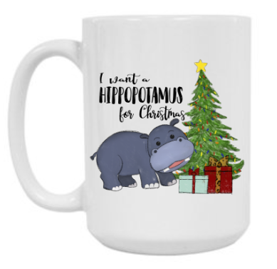 Hippo for Christmas 15 oz Mug