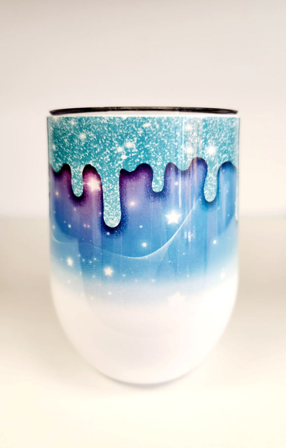Blue & Teal Dripping Wine Tumbler