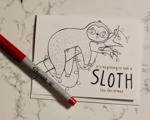 Sloth Like Christmas Colour Me Card