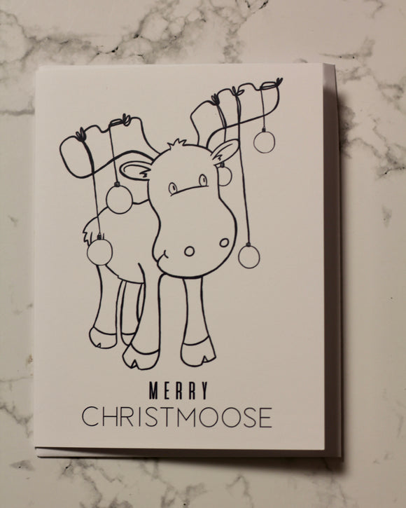 Merry Christmoose Colour Me Card