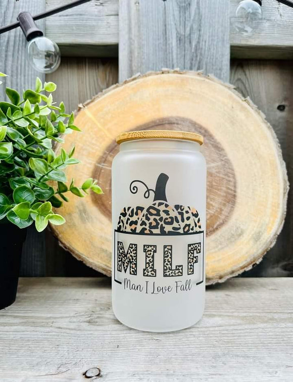 MILF - Fall 16oz Frosted Glass Tumbler