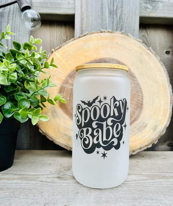 Spooky Babe - 16oz Frosted Glass Tumbler
