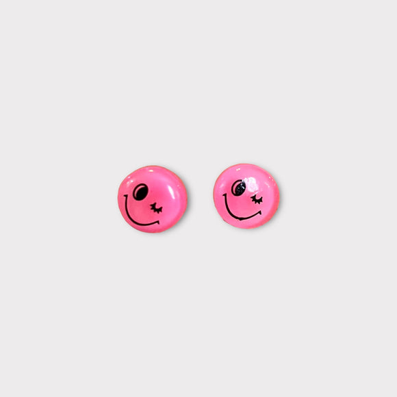 Pink Smiley Face Studs
