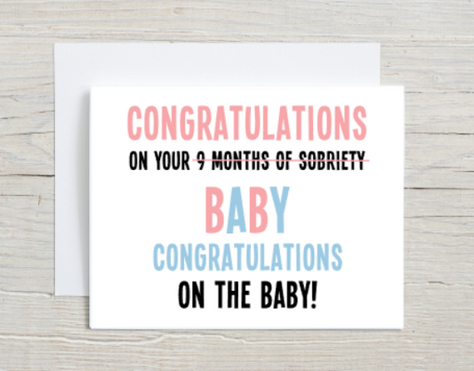 Congratulations Baby Sobriety Correction Card