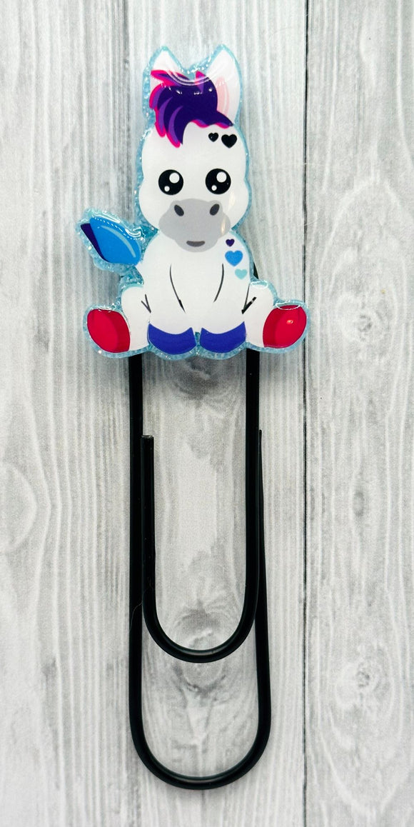Sitting Rainbow Horse Paperclip Bookmark