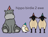 Hippo Birdie 2 Ewe Flat Greeting Card