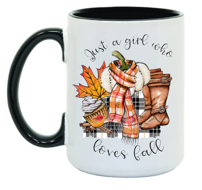 Girl who loves Fall 15 oz Mug