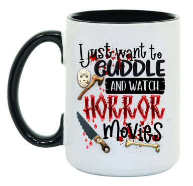 Horror Movies and Cuddles 15 oz Mug