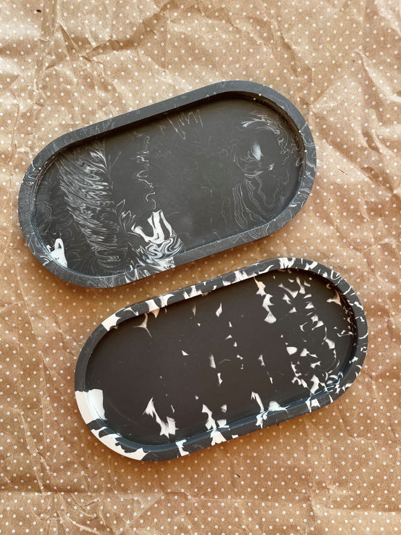 Black Marble Oval Tray