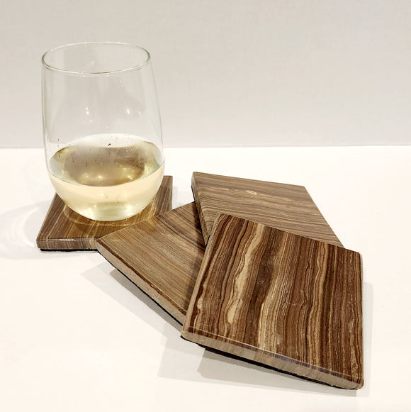 Stone Coasters - 4 PK *Lined Look*