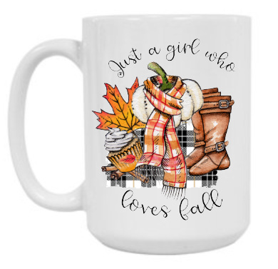 Girl who loves Fall 15 oz Mug